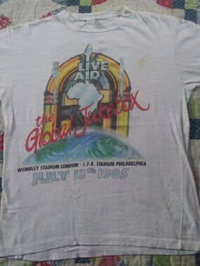 Original Vintage Live Aid 1985 Wembley Large T-shirt with photos from the day